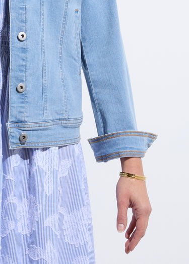 Veste en jean coupe droite stretch Bleu Clair