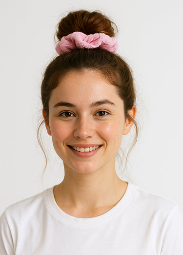 Chouchou pour cheveux, maille froissée Rose