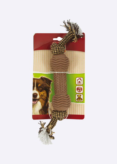 Jouet pour chien, haltère + corde Marron