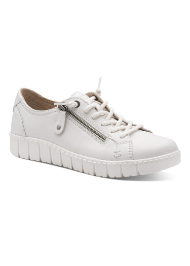 Baskets monochromes avec lacets et zip Blanc