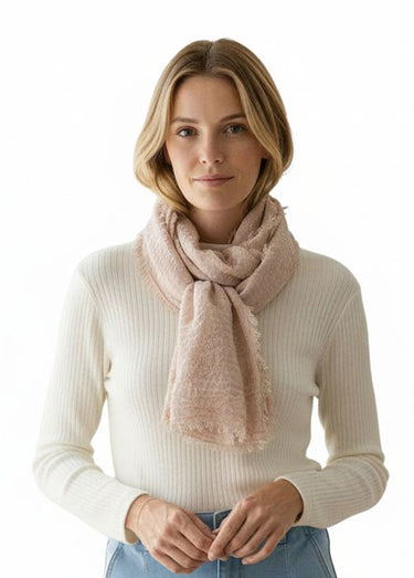 Écharpe étole frangée effet jacquard Beige