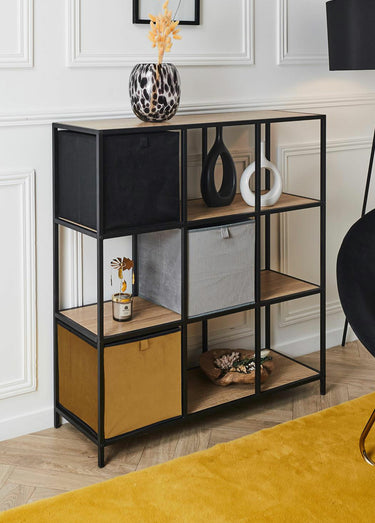 Cube de rangement pliable en velours Moutarde