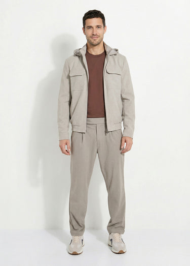 Veste casual avec col montant et capuche Beige