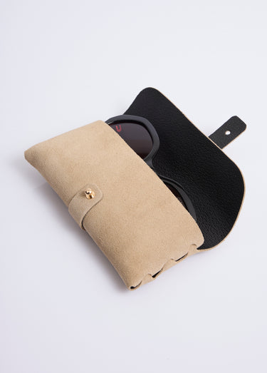 Etui à lunettes cuir suédé bords francs