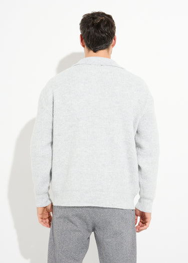 Pull col zippé chaud avec laine Gris Clair