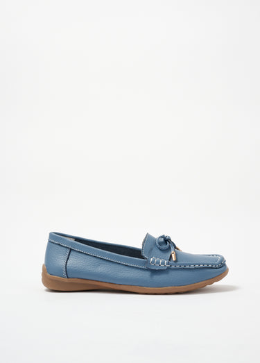 Mocassins confortables plats en cuir Bleu