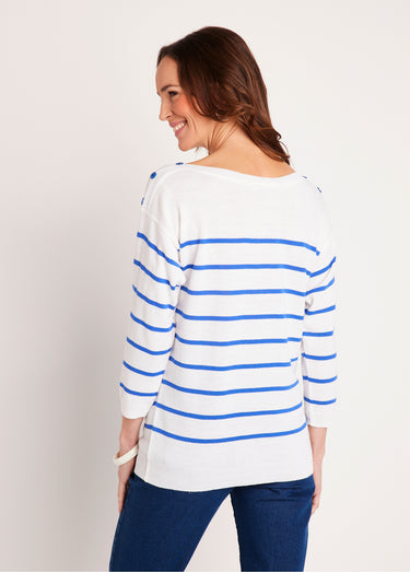 Pull fin rayé Blanc/Bleu