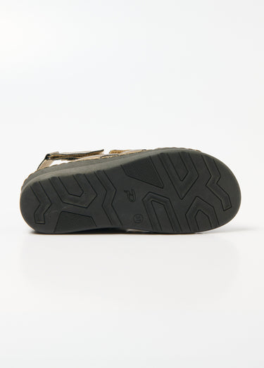 Sandales cuir brodé grande largeur Bronze