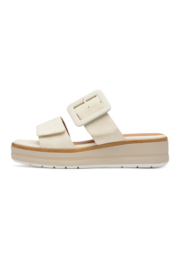 Mules 2 brides avec semelle compensée Beige