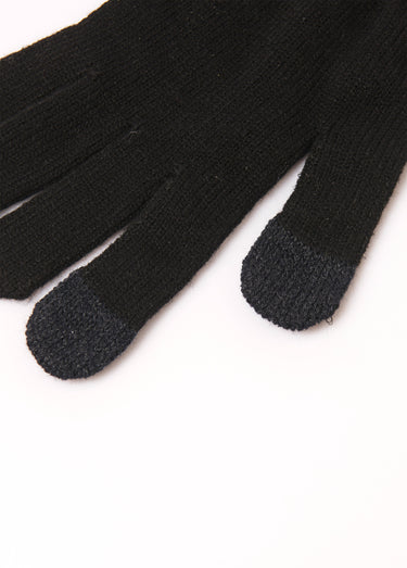 Gants tactiles maille bord côtes Noir