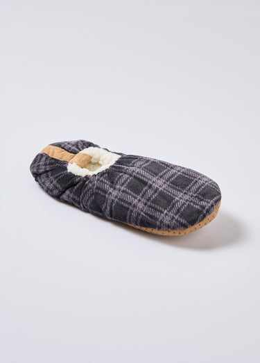 Chaussons chauds fourrés sherpa Carreaux Noir