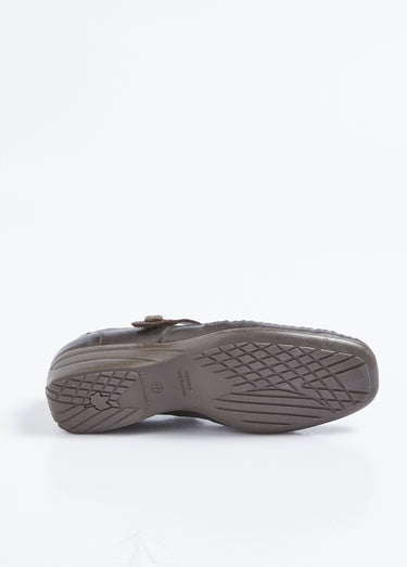 Ballerines largeur confort cuir scratchées Marron