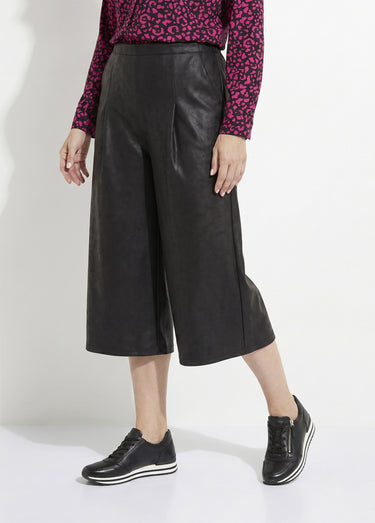 Jupe-culotte maille unie aspect peau Noir