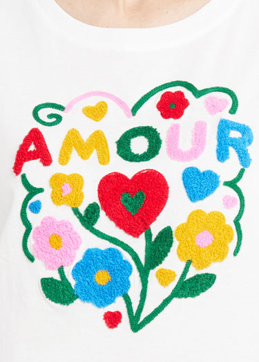 T-shirt manches courtes bouclette, Amour Blanc / Multicolore