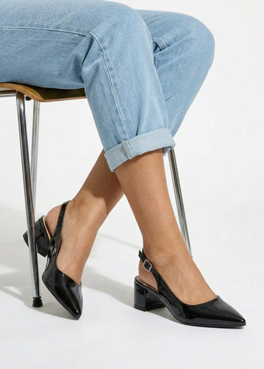 Escarpins slingback vernis pointus Vernis Noir