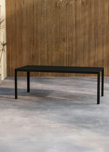 Table de jardin aluminium rainuré, 200cm Noir