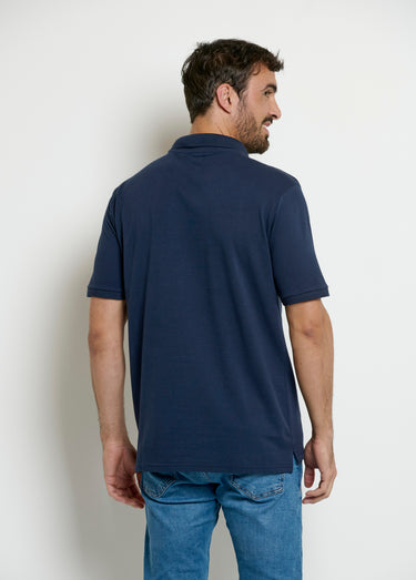 Polo manches courtes col pointe Bleu Marine