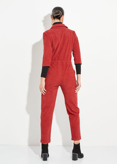 Combipantalon en velours à grosses cotes Brique