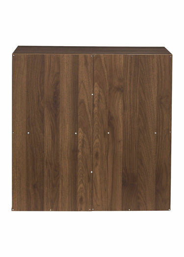 Meuble 4 cases en bois foncé rainuré Marron