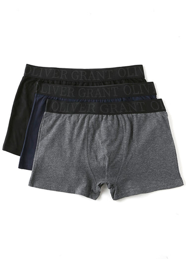Boxers en pur coton, coloris assortis Noir/Gris/Bleu Fonce