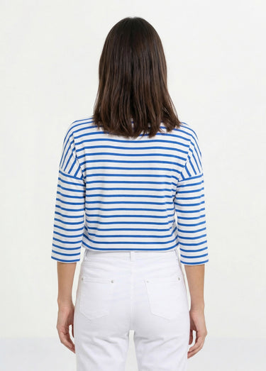 T-shirt marinière rayé manches 3/4 Blanc/Bleu