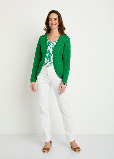 Gilet boléro fin ajouré coton Vert