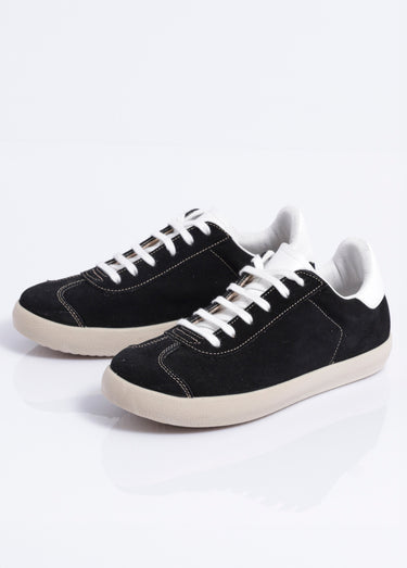 Baskets unies compensées cuir à lacets Noir
