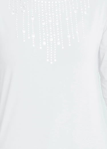 T-shirt manches 3/4 clouté fantaisie Blanc