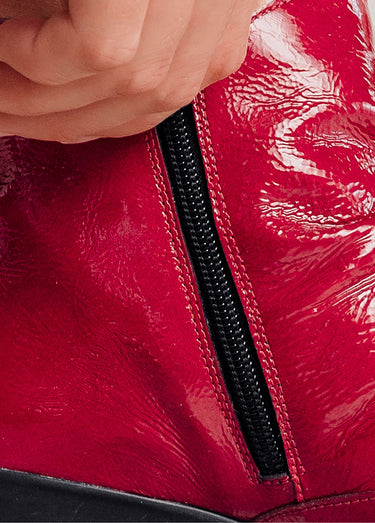 Boots zippées cuir vernis Rubis