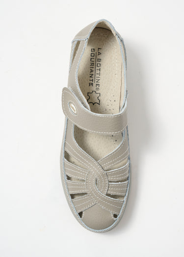 Sandales confortables en cuir ajouré Gris