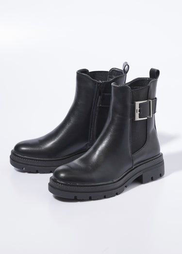Chelsea boots semelle crantée et boucle Noir