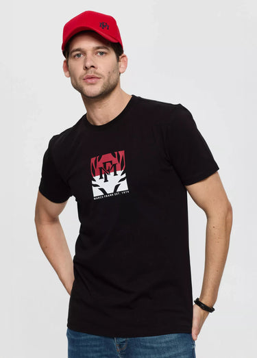 T-shirt col rond avec logo poitrine Noir