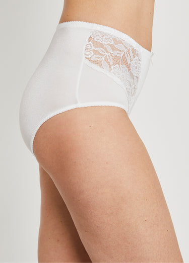 Culotte gainante maille microfibre et dentelle Blanc