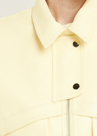 Blouson simili cuir, taille élastiquée Jaune Clair