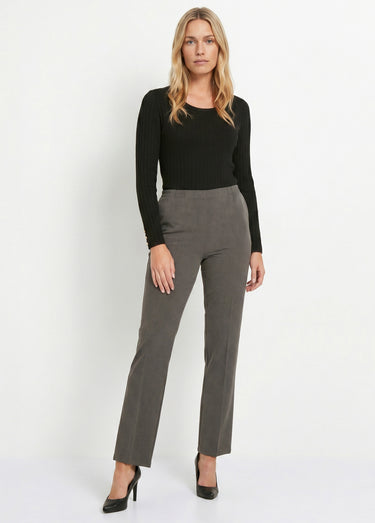 Pantalon droit taille semi-élastiquée Gris