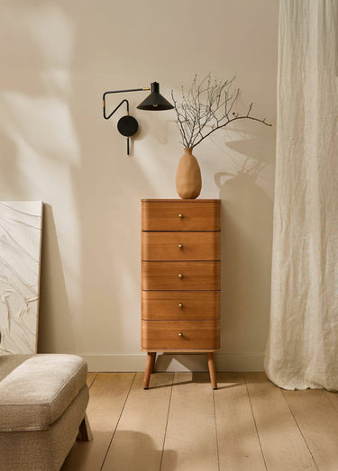 KARL Chiffonier 5 tiroirs arrondis Bois Clair