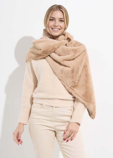 Tour de cou fausse fourrure léopard Beige