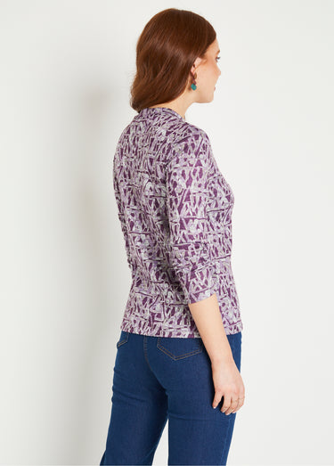 Sous-pull maille chinée extensible Parme/Gris