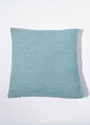 Housse coussin tissée 50x50cm, losanges Bleu / Beige