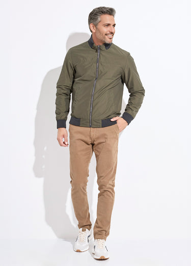 Veste aviateur zippée légère, col montant Kaki