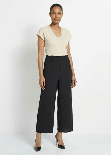 Pantalon large fluide en crêpe Noir