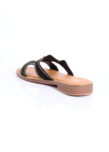 Mules suédine forme H avec clous métal Noir