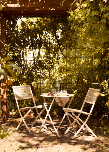 Set acier Table + 2 chaises bistro ARCAS Taupe