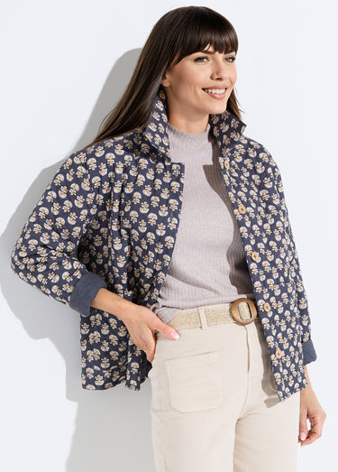 Veste boutonnée matelassée imprimée Gris