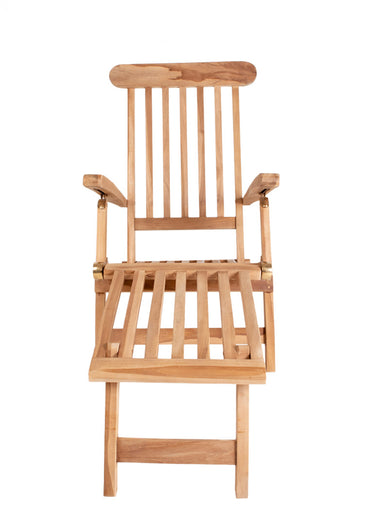 Chaise longue teck, avec  repose pieds Naturel