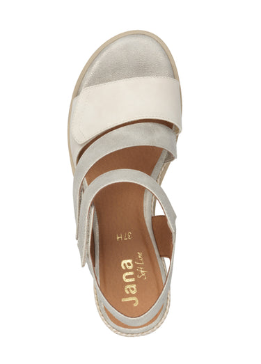 Sandales compensées brides scratchées Beige