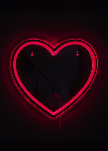 Miroir LED effet néon, forme coeur Rouge