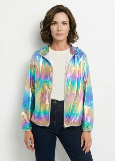 Parka brillante à capuche tendance Violet Irise