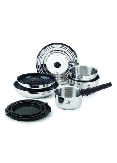 Set 10 pièces inox amovible, Réactif Gris