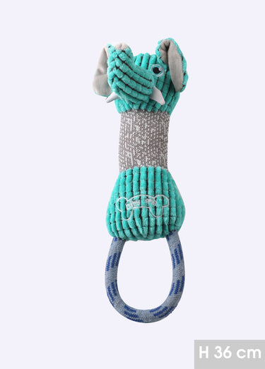 Peluche poignée corde forme tête animal Vert
